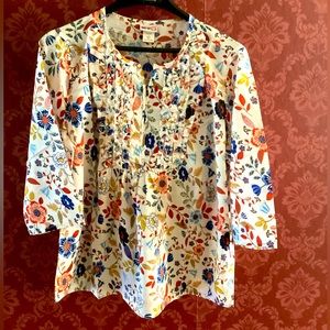 NWT American Sweetheart Women's 3/4 Sleeves Floral Print Ruffle Top